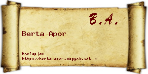 Berta Apor névjegykártya